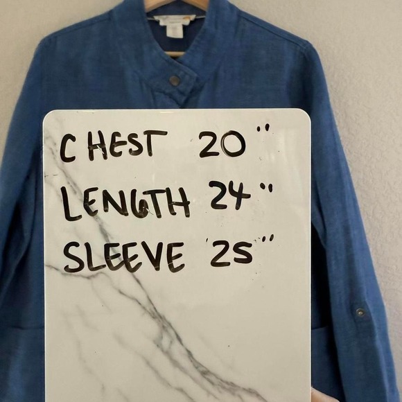 C&C California Linen Jacket Military Style Button Down Blue Size M - Picture 6 of 8